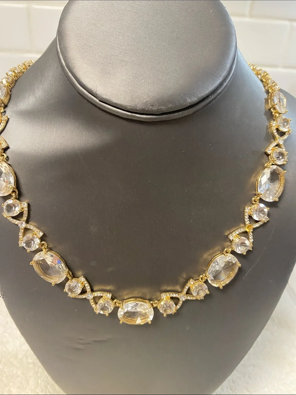 kate spade Gold-Tone Clear Crystal Necklace and Drop Earrings
